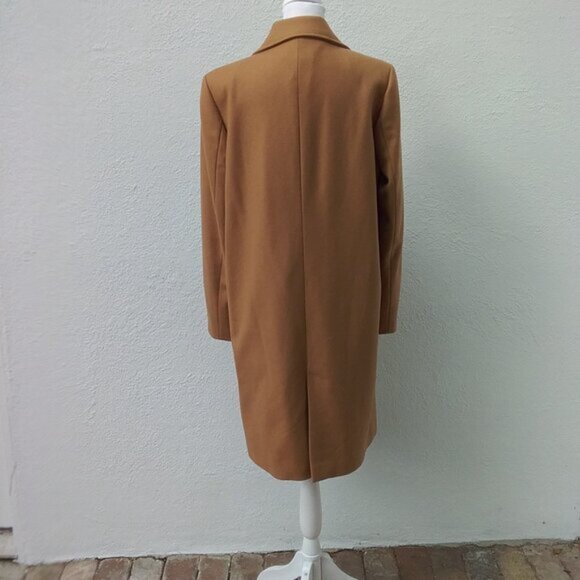 Zara Coat Women's Med Camel Tan Preppy New York Chic Style Classic Chicago Fall - Picture 7 of 9